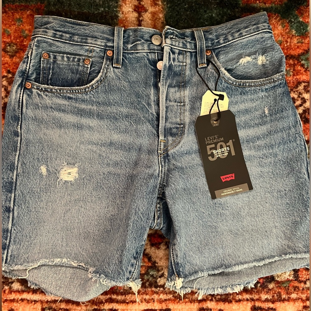 Levi’s 501 High Waist Mid Thigh Cutoff Short (Luxor Street Short), Size 27, NWT